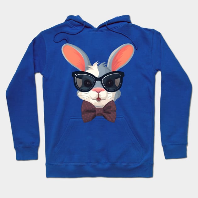 Dapper Bunny in a Bow Tie and Sunglasses Hoodie by ObscureDesigns